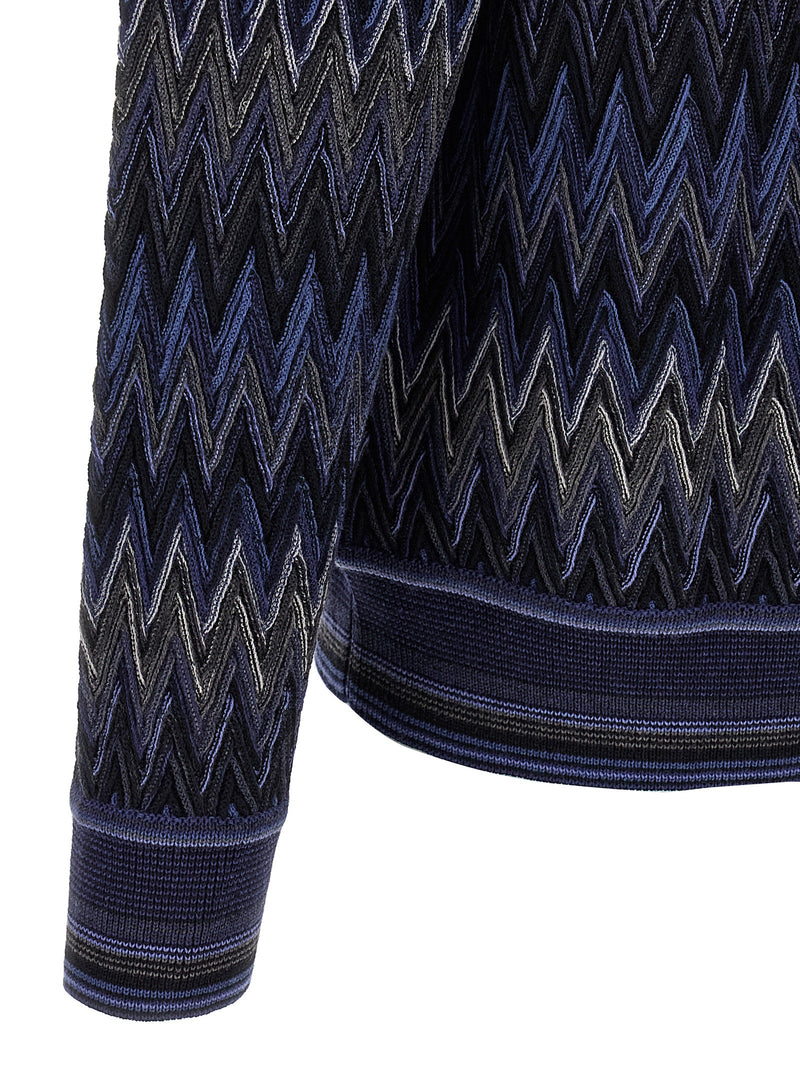 Cardigan en laine bleu Missoni