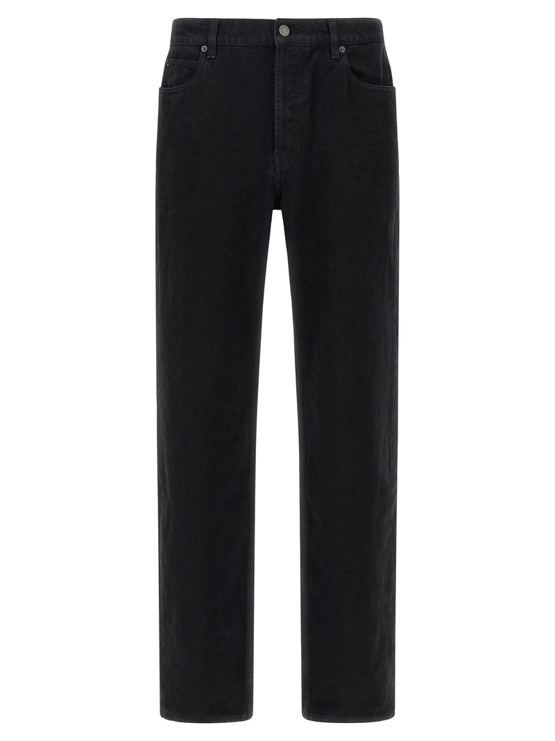Jean droit en coton noir Saint Laurent