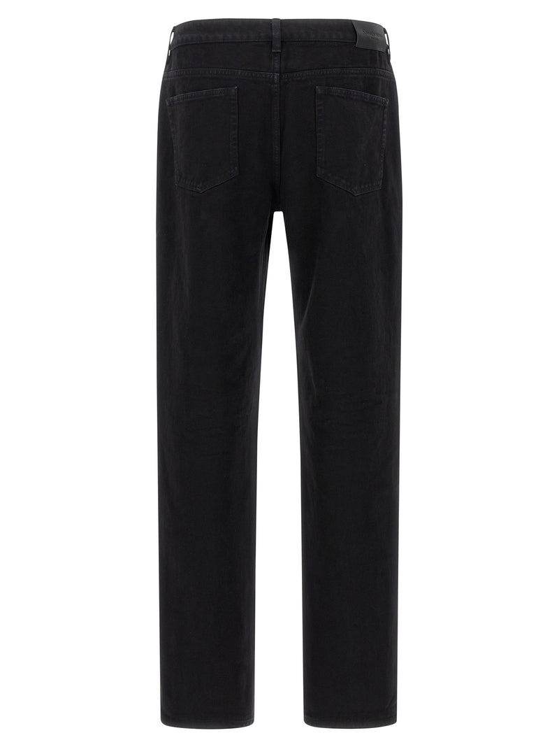 Jean droit en coton noir Saint Laurent