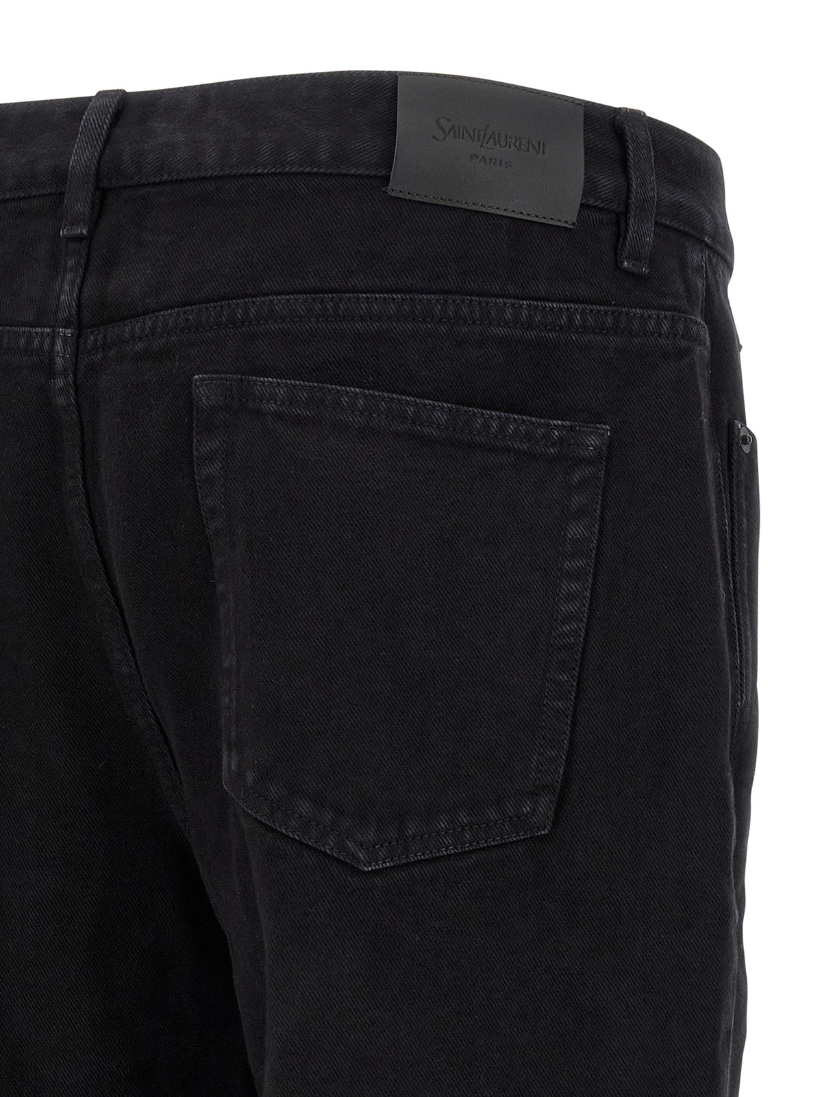 Jean droit en coton noir Saint Laurent