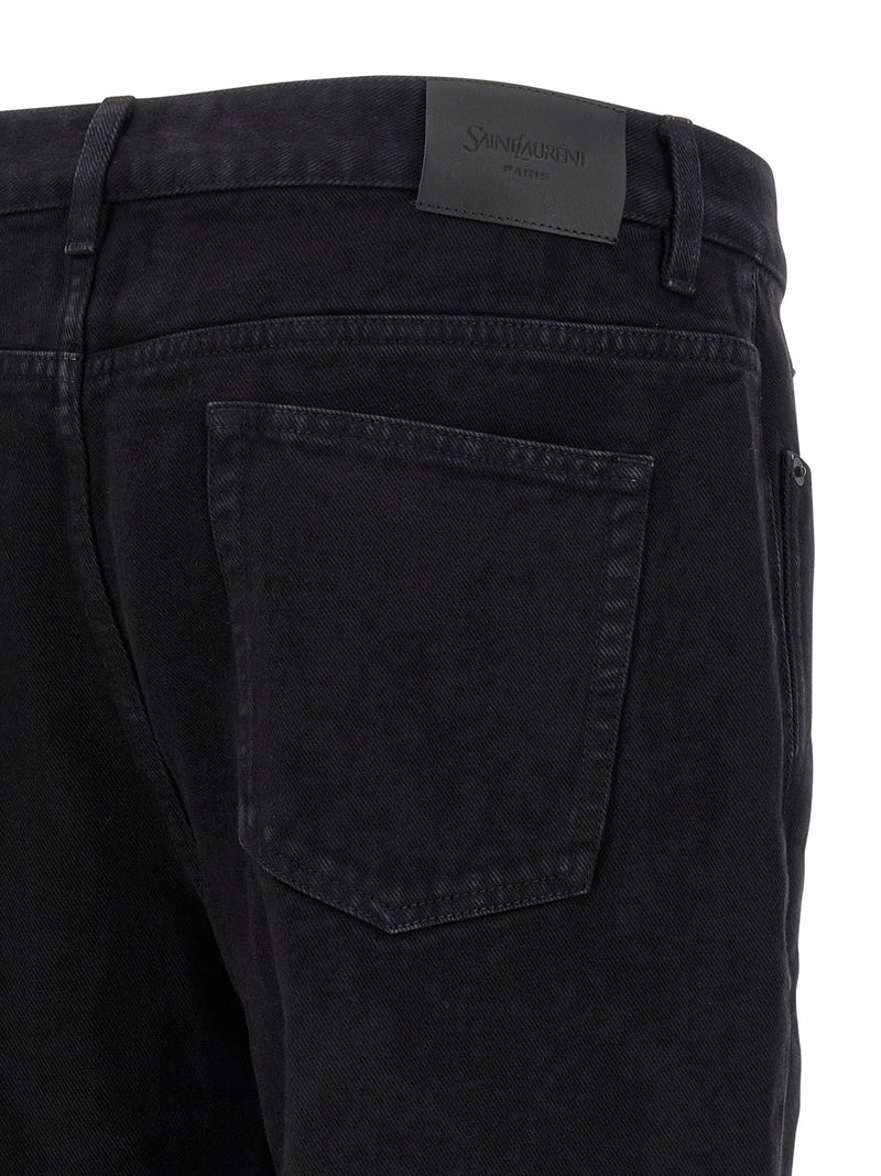 Jean droit en coton noir Saint Laurent