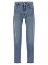 Fendi Blue Cotton Straight-Leg Jeans