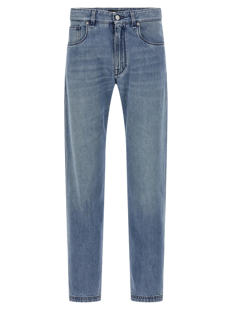 Fendi Blue Cotton Straight-Leg Jeans for Men