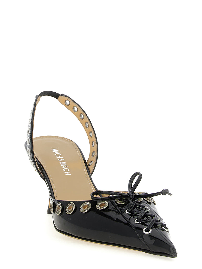 Escarpins MACH & MACH en cuir de veau noir à talon moyen