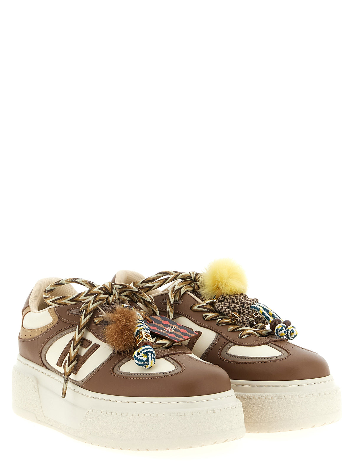 Baskets compensées Fendi en veau multicolore