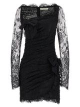 Alessandra Rich Black Organic Cotton Short Dress