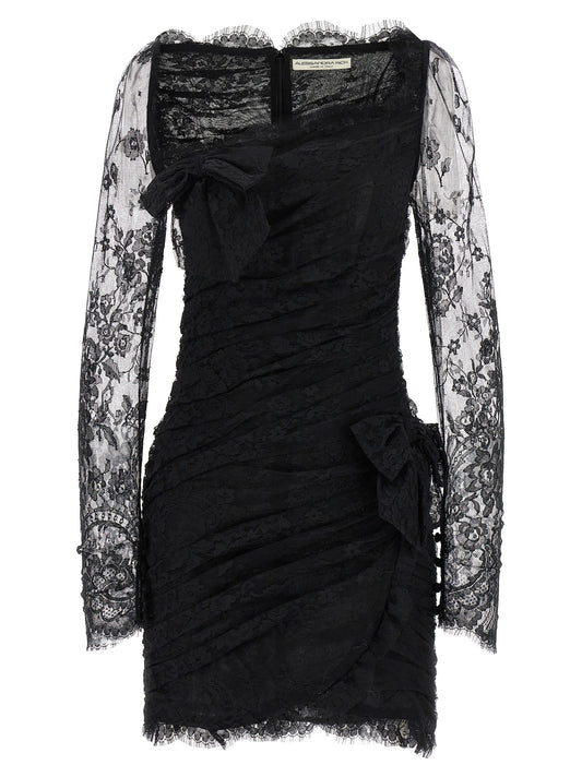 Robe courte en coton biologique noir Alessandra Rich