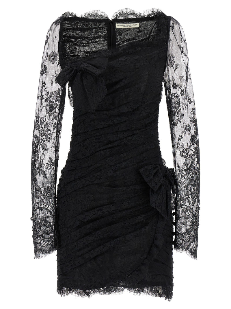 Robe courte en coton biologique noir Alessandra Rich