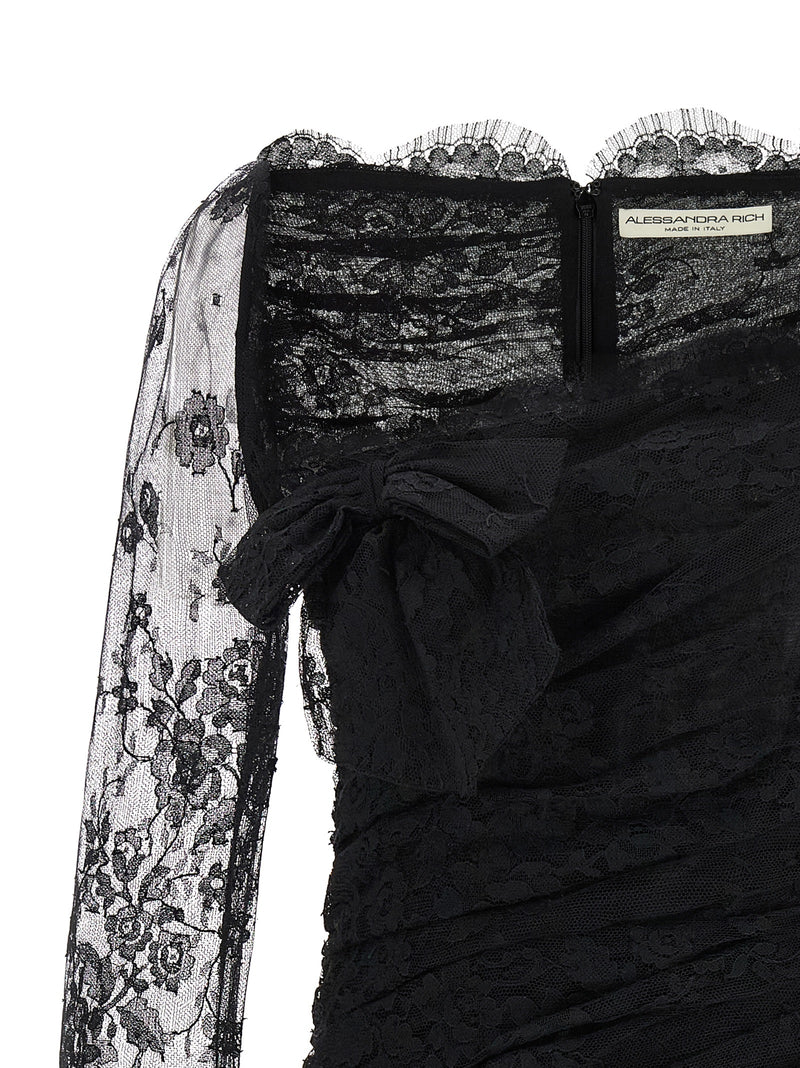 Robe courte en coton biologique noir Alessandra Rich