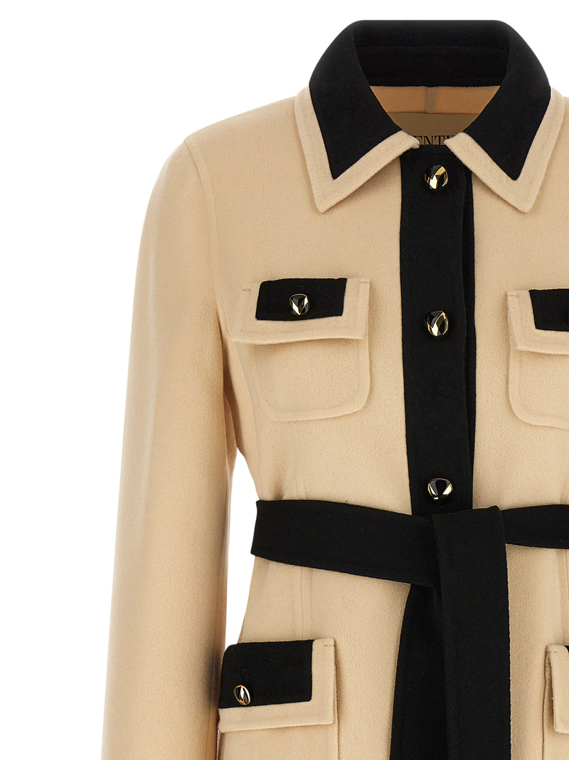 Manteau Valentino Garavani en laine vierge beige