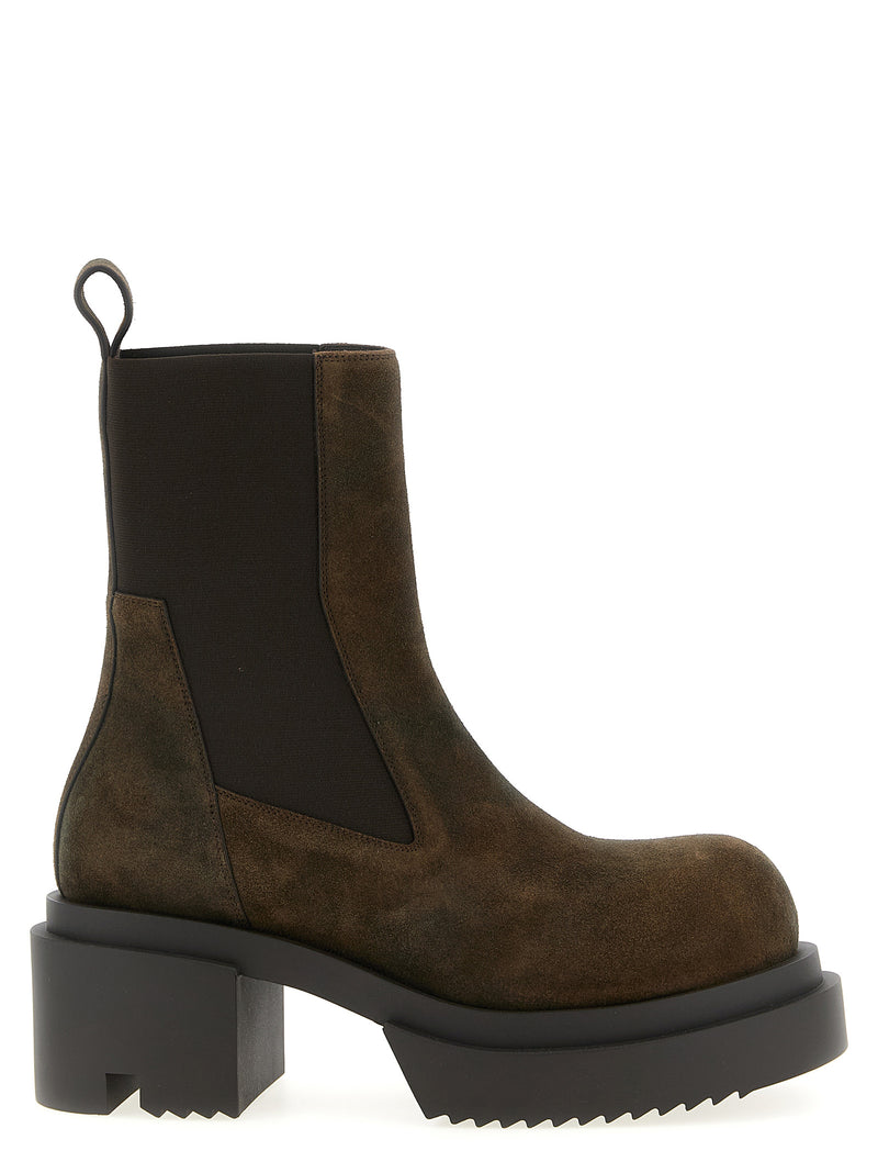 Bottines en cuir de veau marron Rick Owens
