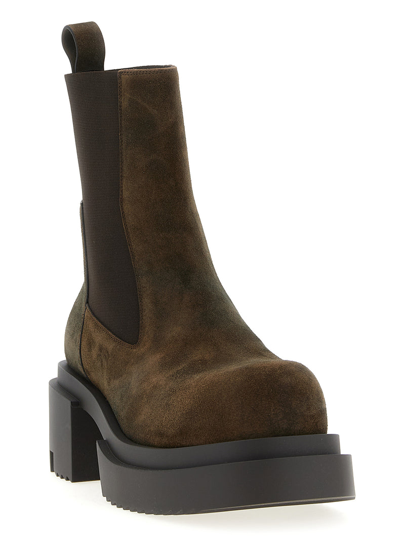 Bottines en cuir de veau marron Rick Owens