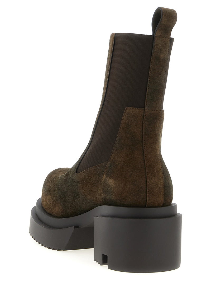 Bottines en cuir de veau marron Rick Owens