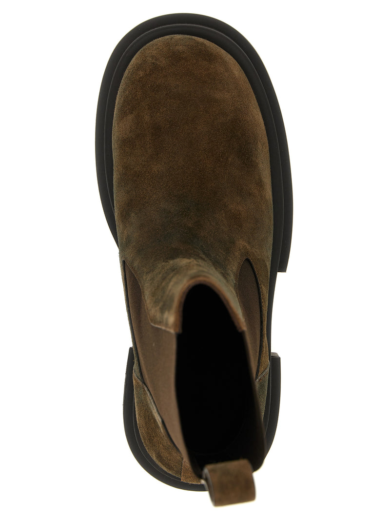 Bottines en cuir de veau marron Rick Owens