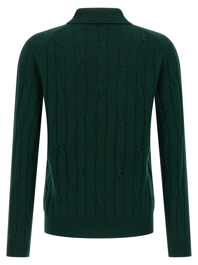 ZANONE Bicolor Virgin Wool Polo Shirt - Green