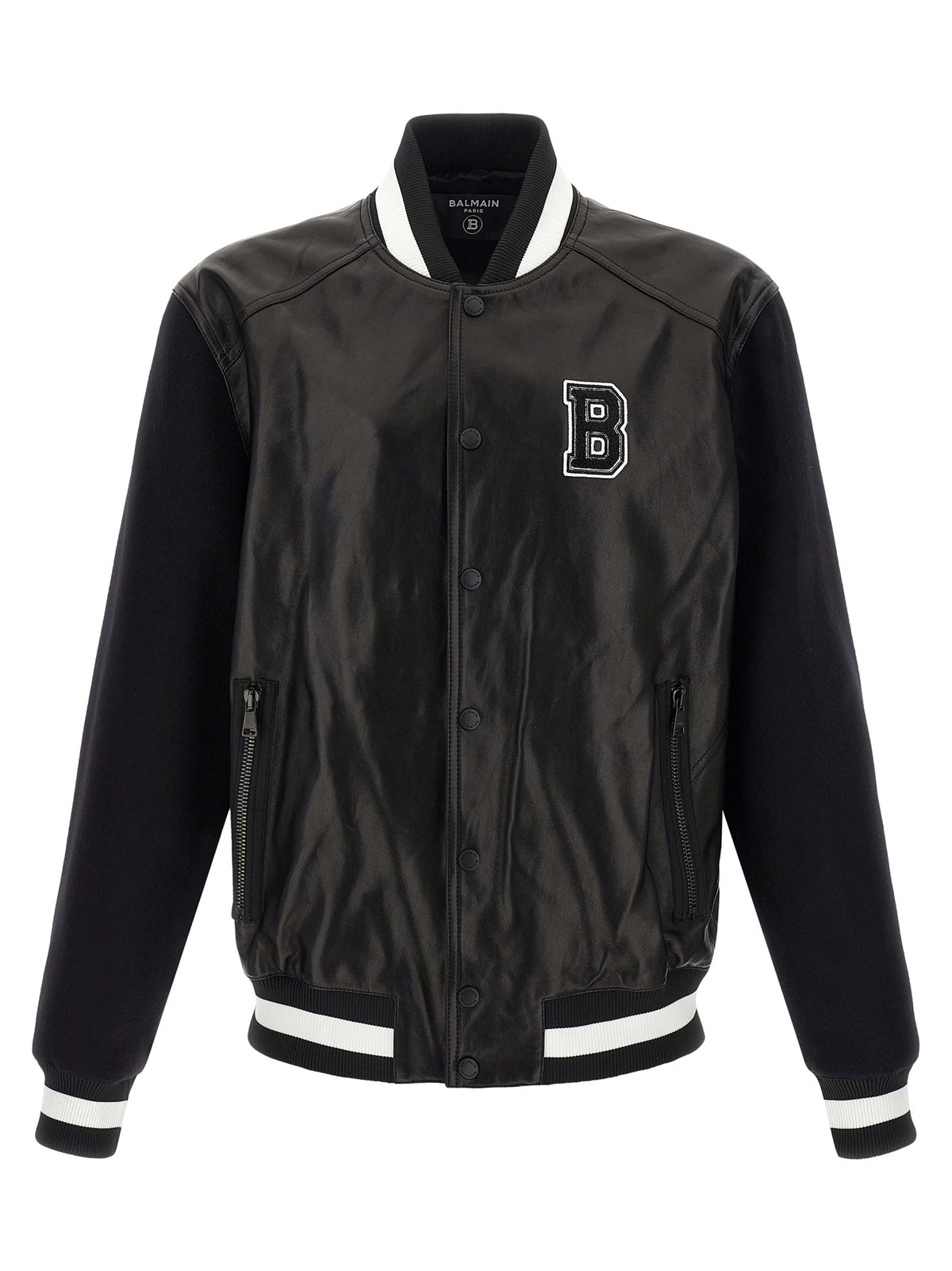 Balmain Bicolor Lamb Leather Leather Jacket
