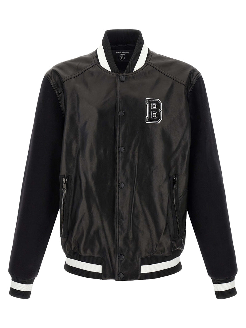 Balmain Bicolor Lamb Leather Leather Jacket