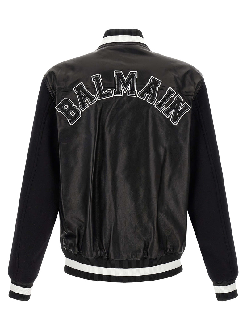 Balmain Bicolor Lamb Leather Leather Jacket