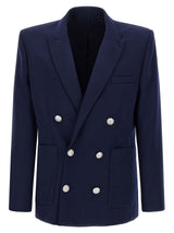 Blazer Balmain en Laine Vierge Bleue