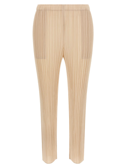 PLEATS PLEASE ISSEY MIYAKE Beige Polyester Casual Pants