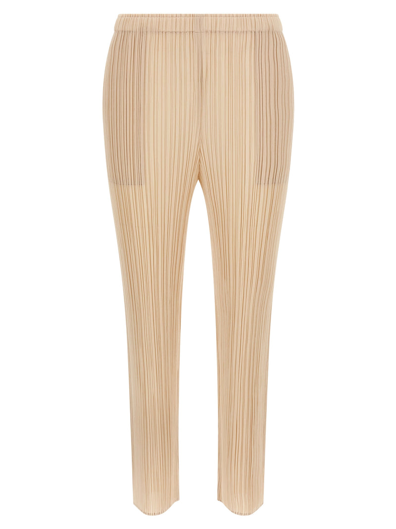 PLEATS PLEASE ISSEY MIYAKE Beige Polyester Casual Pants