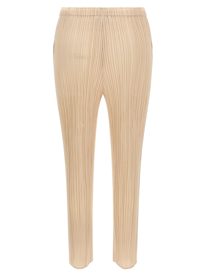 PLEATS PLEASE ISSEY MIYAKE Beige Polyester Casual Pants