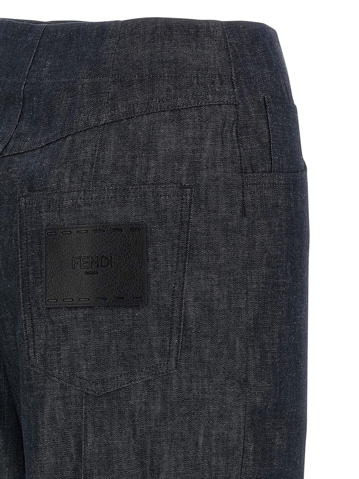 Fendi Blue Cotton High-Waisted Jean