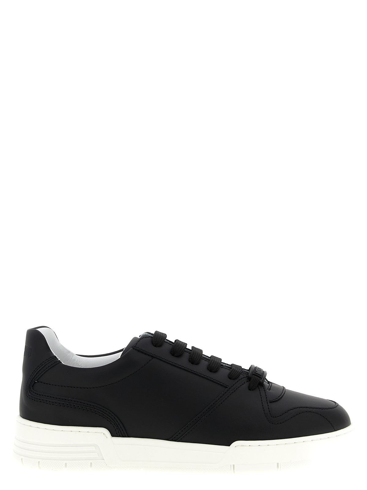 Baskets basses en cuir noir Moschino