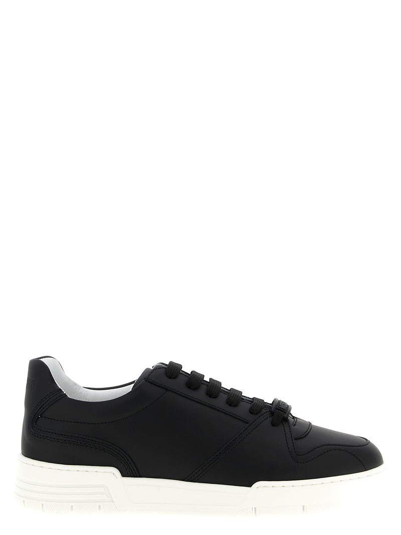 Baskets basses en cuir noir Moschino