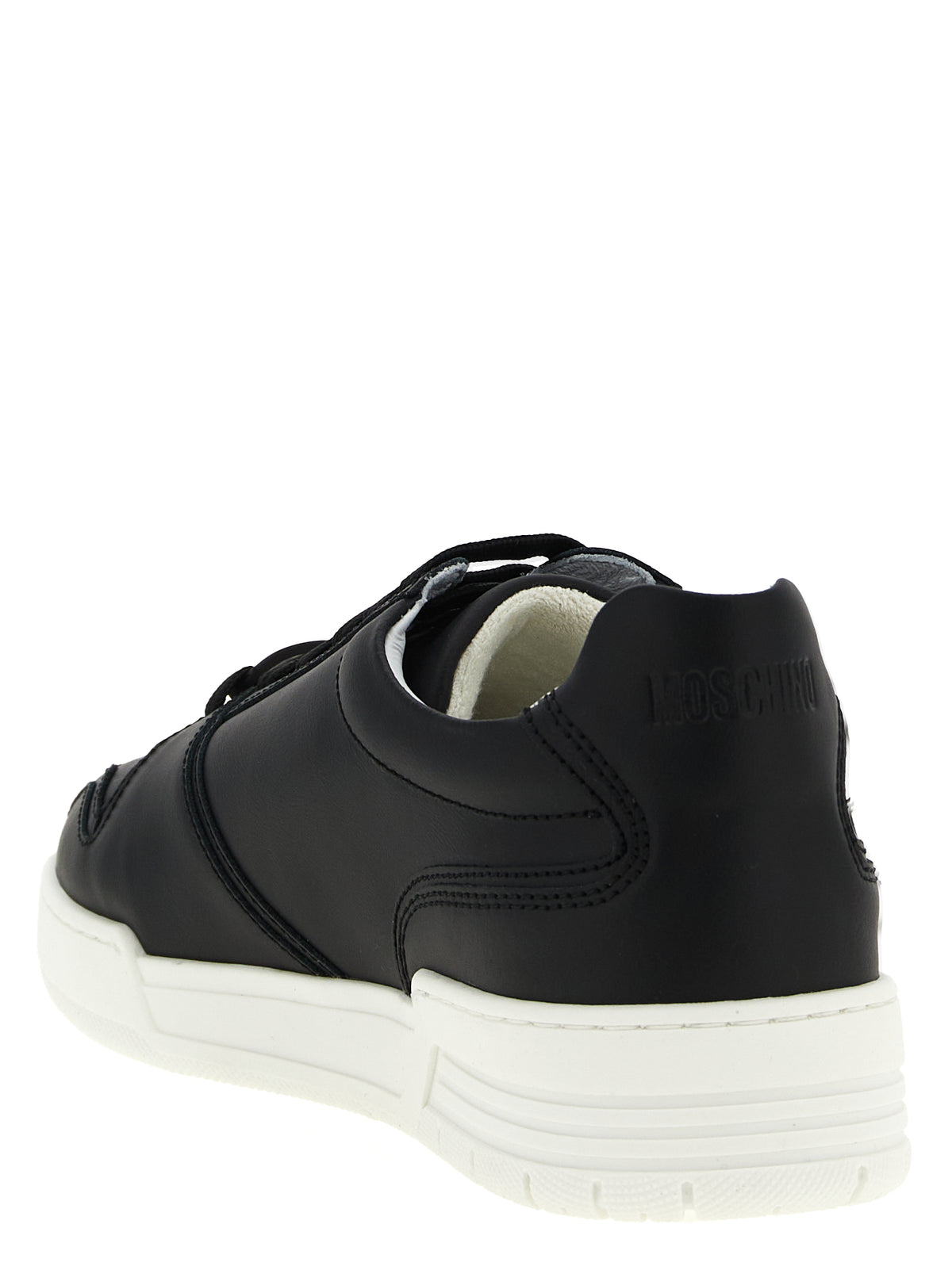 Baskets basses en cuir noir Moschino
