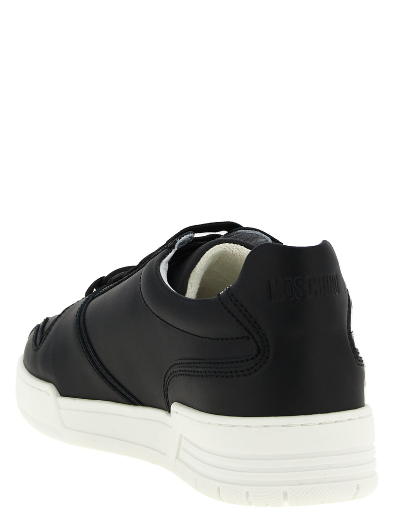 Baskets basses en cuir noir Moschino