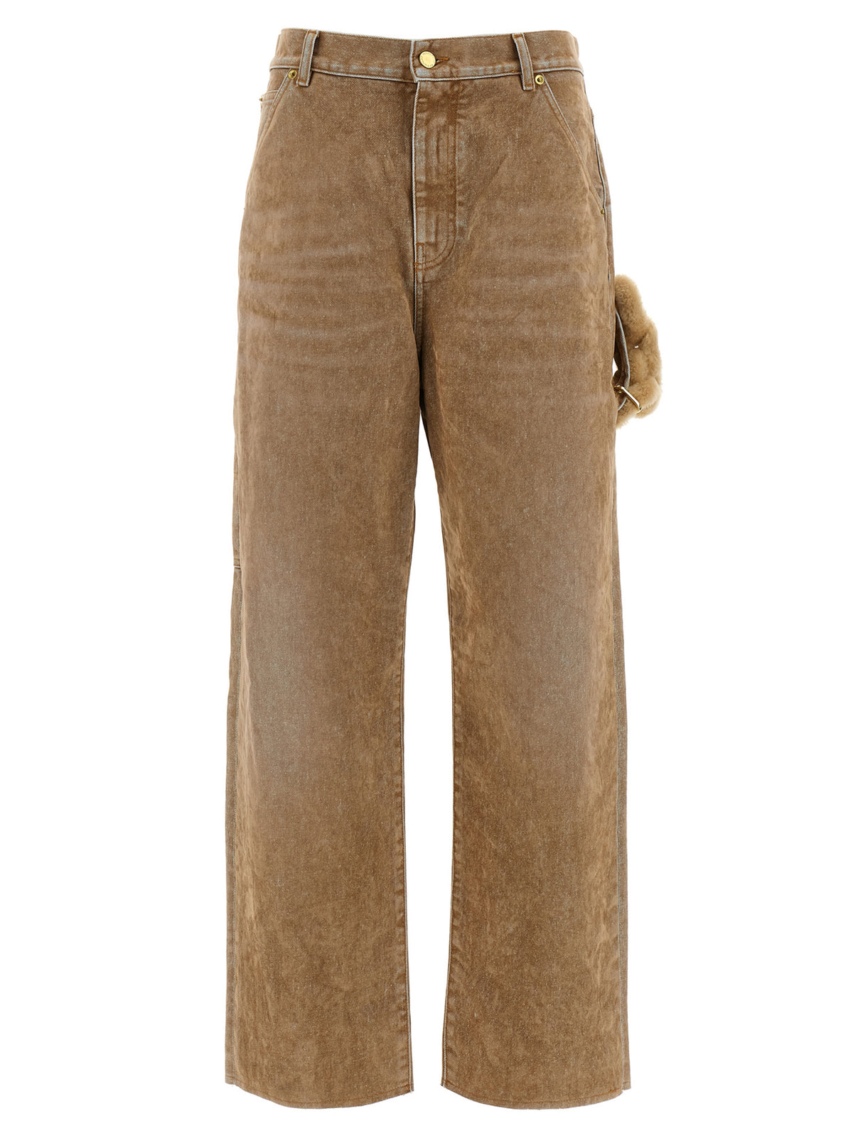 Darkpark Beige Cotton Straight-Leg Jeans