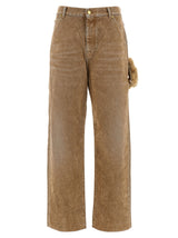 Darkpark Beige Cotton Straight-Leg Jeans