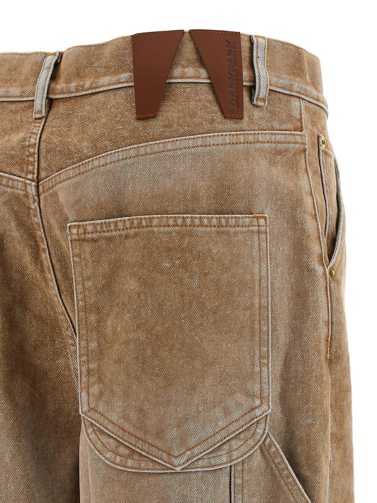 Darkpark Beige Cotton Straight-Leg Jeans