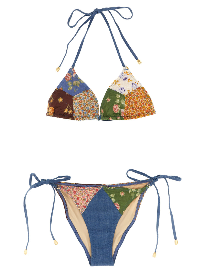 Bas de bikini Zimmermann en coton multicolore