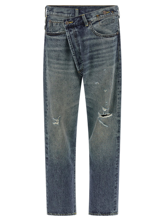 Jean droit en coton bleu R13