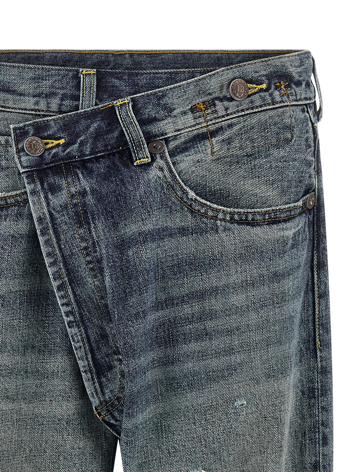 Jean droit en coton bleu R13