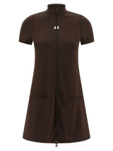 Robe courte Courrèges marron en polyester