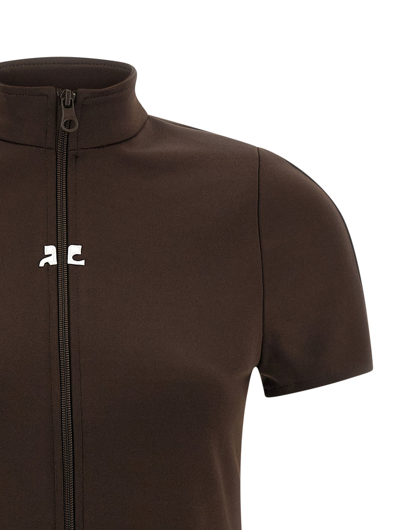 Robe courte Courrèges marron en polyester