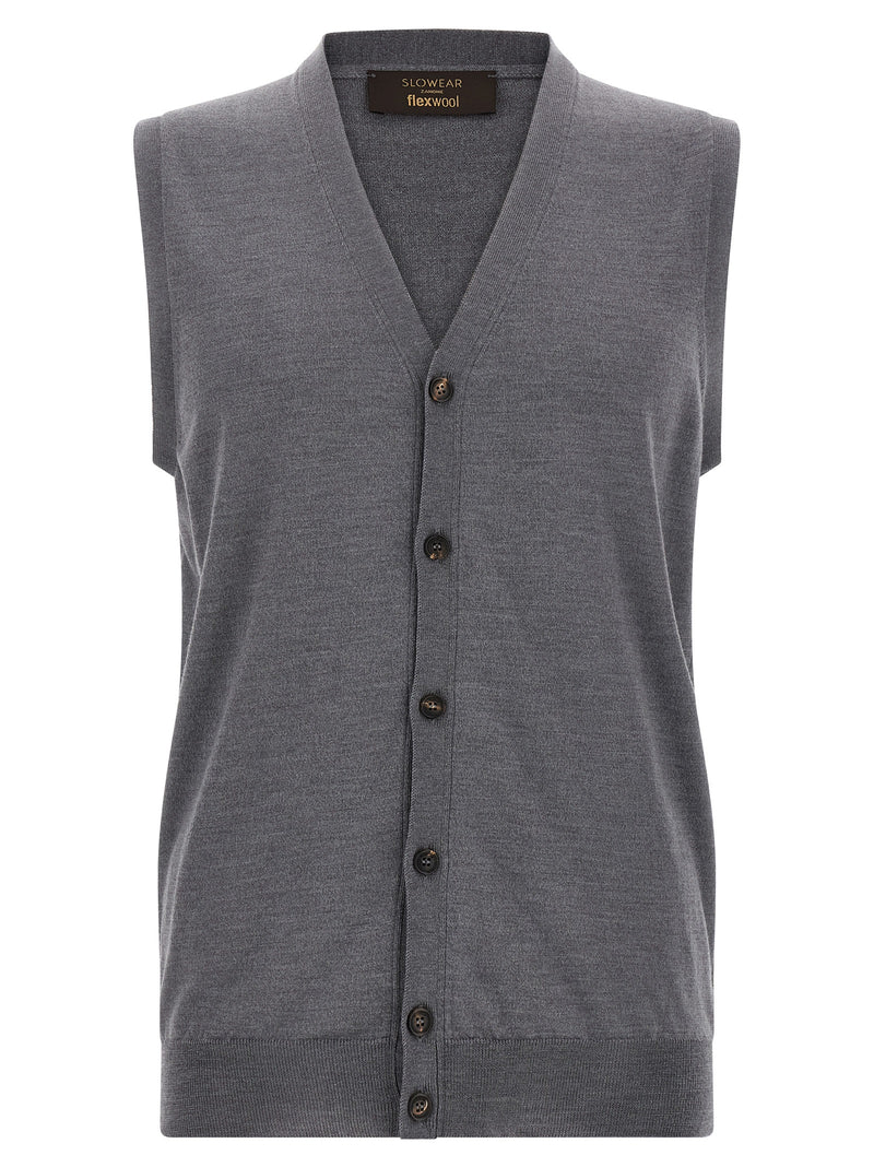 ZANONE Gray Virgin Wool Sleeveles Sweater