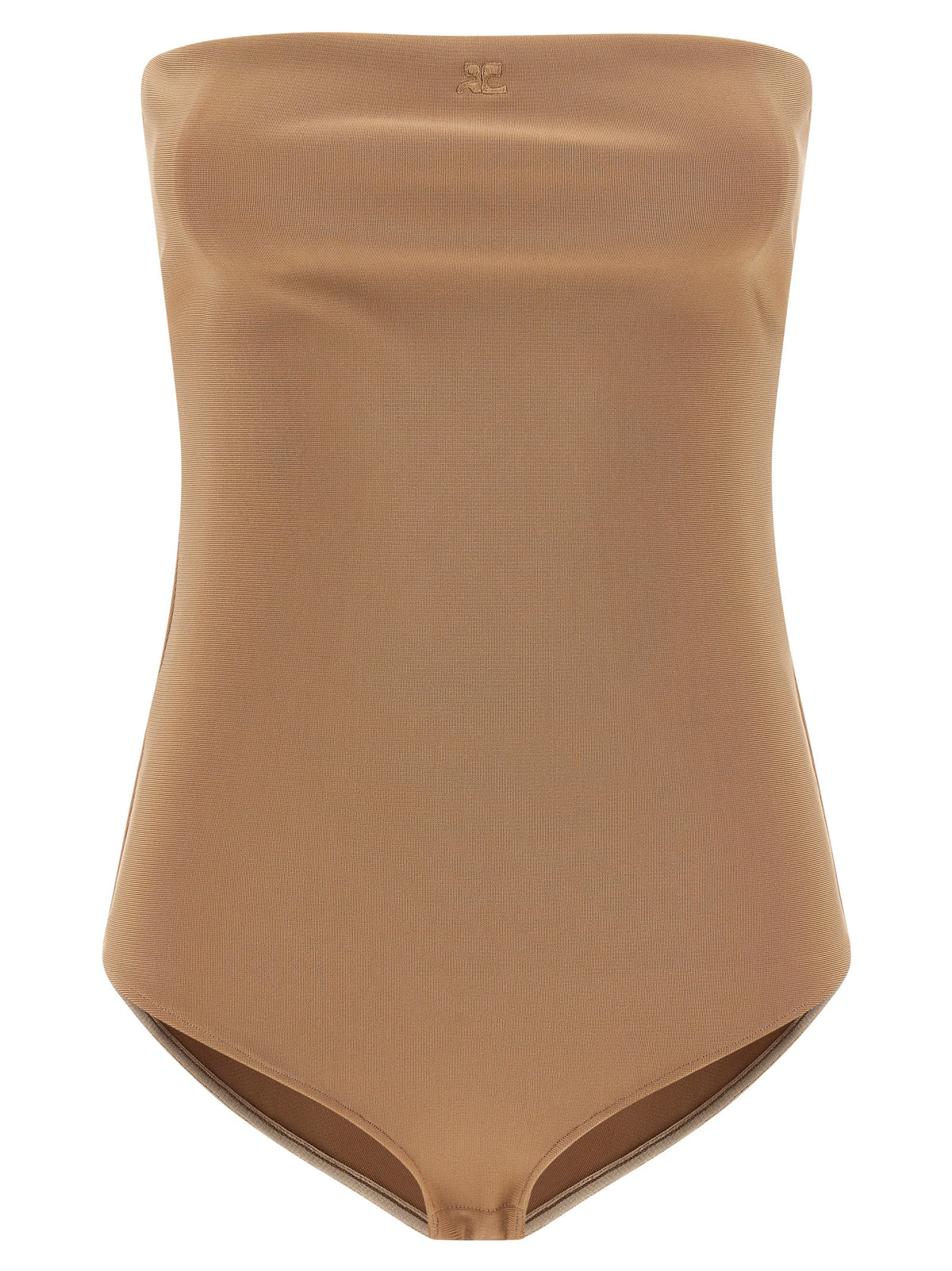 Courrèges Beige Viscose Bodysuit - Off-Shoulder Elegance