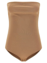 Courrèges Beige Viscose Bodysuit - Off-Shoulder Elegance