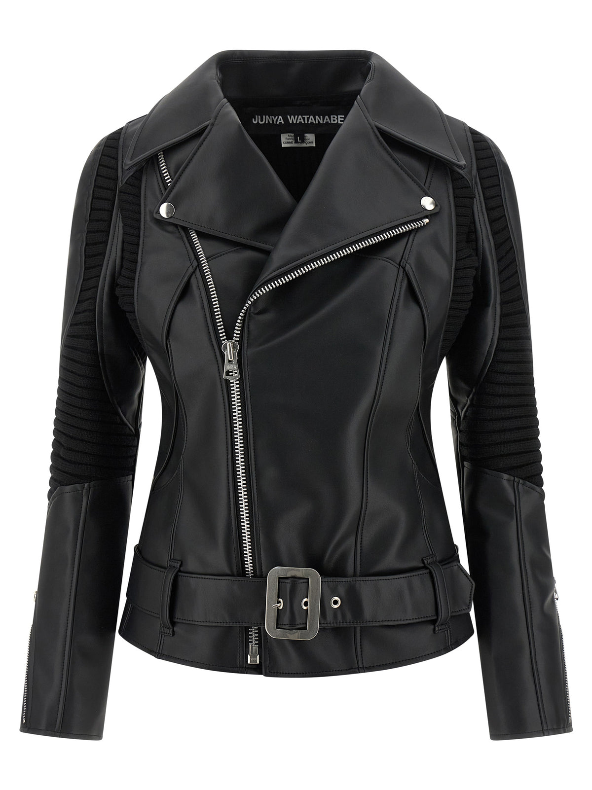 Junya Watanabe Black Artificial Leather Biker Jacket