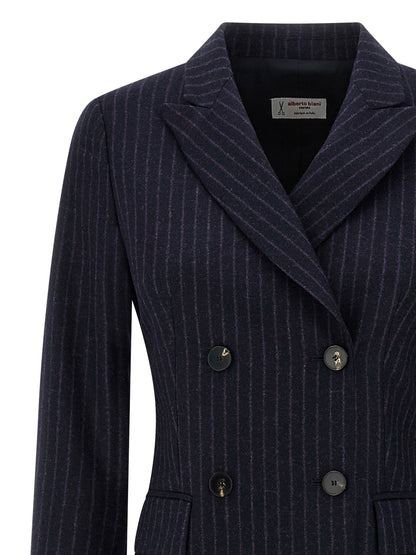 Alberto Biani Blue Virgin Wool Coat