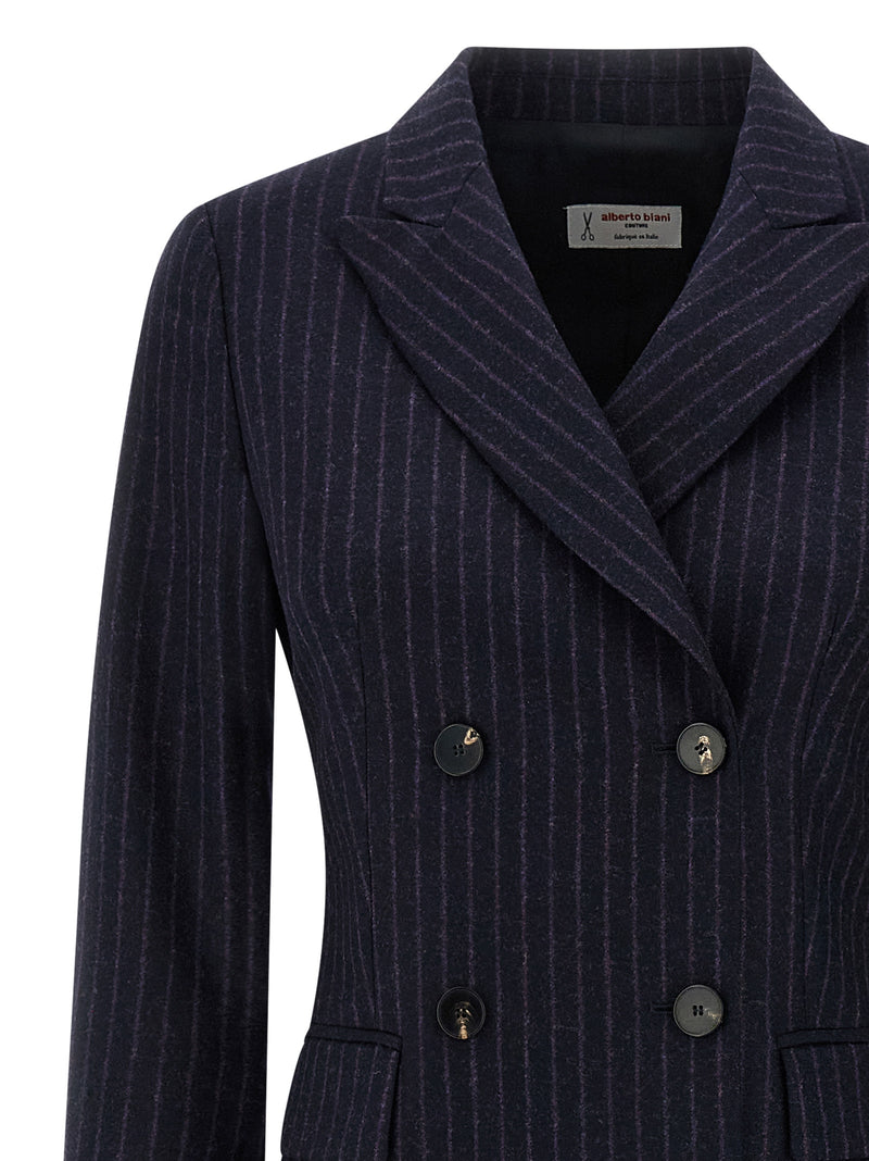 Alberto Biani Blue Virgin Wool Coat