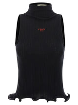 T-shirt sans manches Fendi en polyester noir