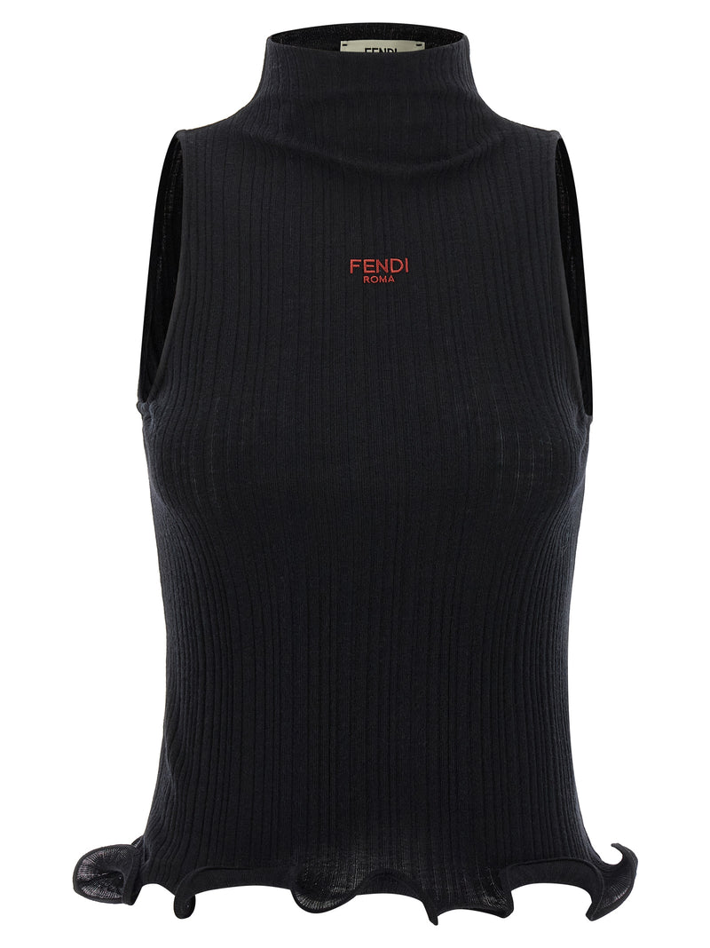 T-shirt sans manches Fendi en polyester noir