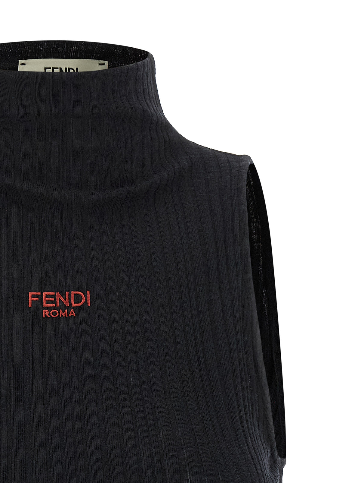 T-shirt sans manches Fendi en polyester noir