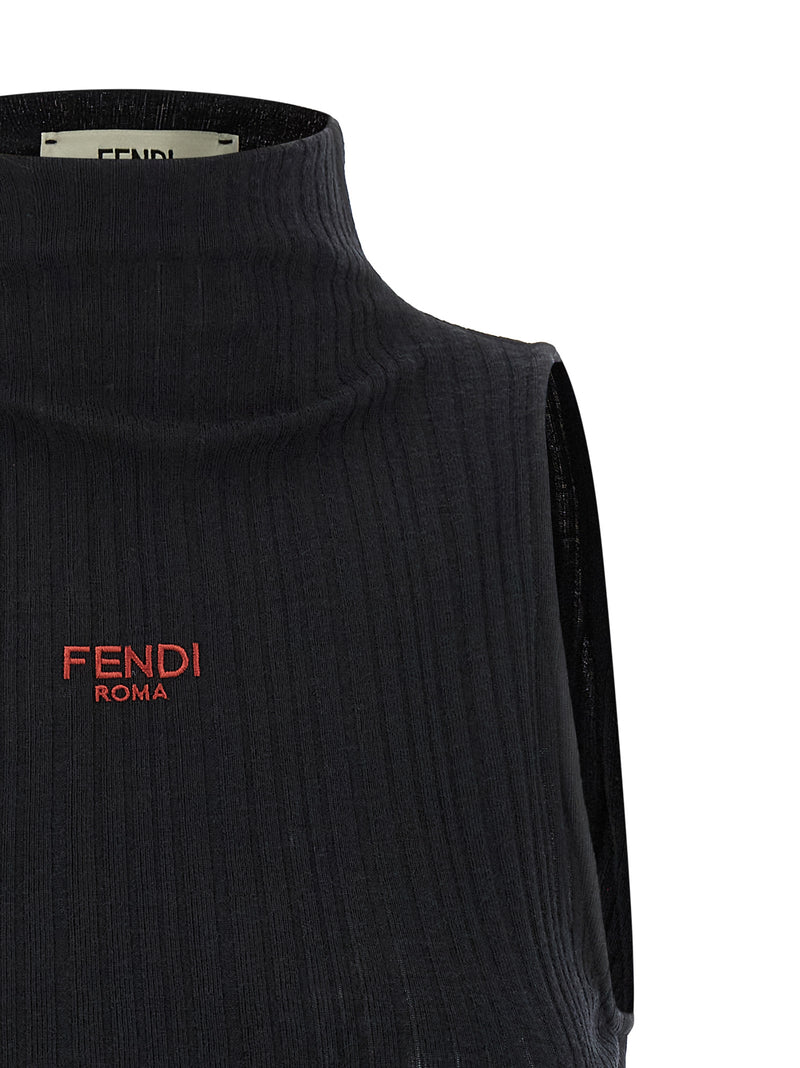 T-shirt sans manches Fendi en polyester noir