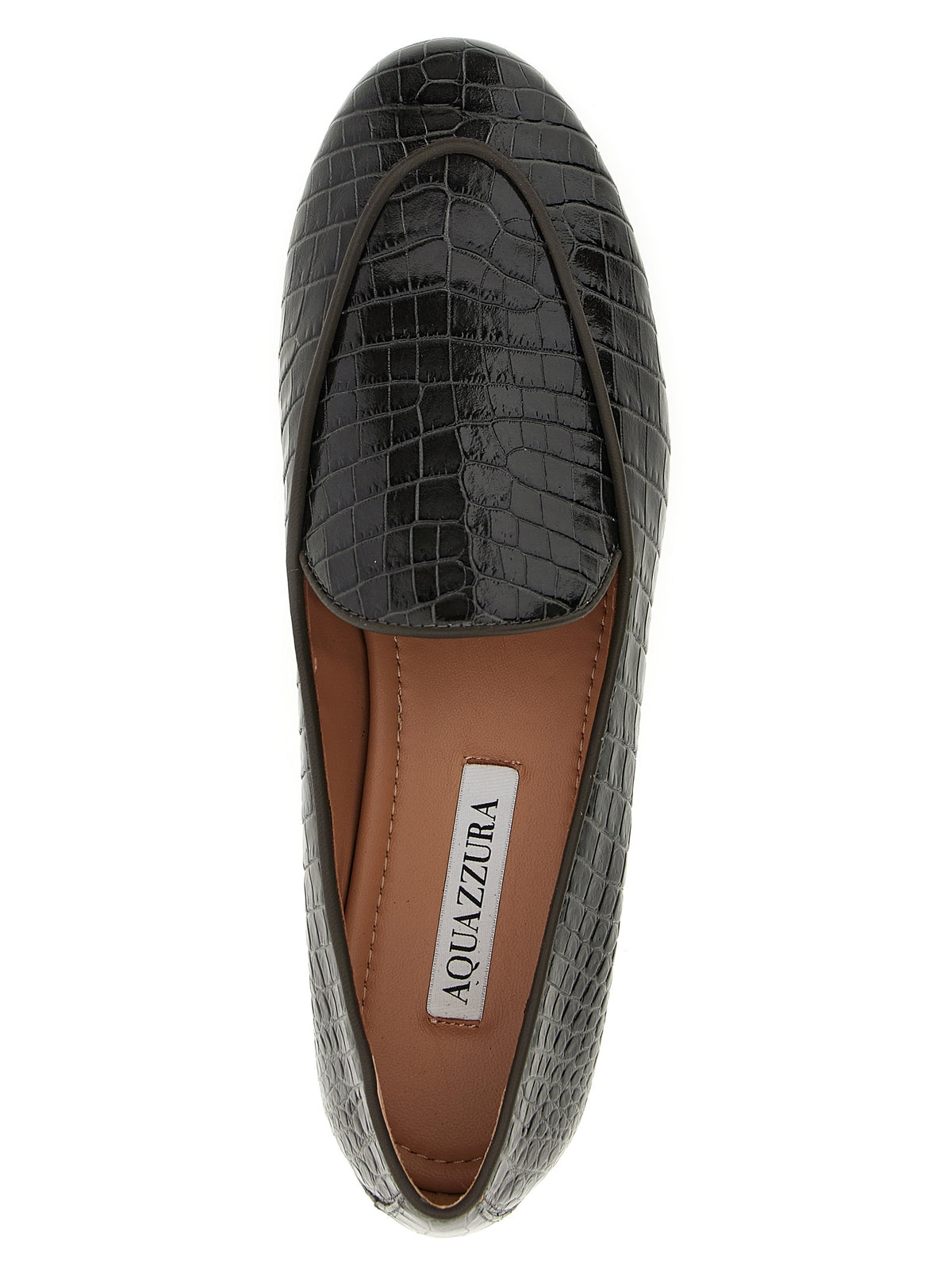 Mocassins à enfiler en cuir de veau noir Aquazzura